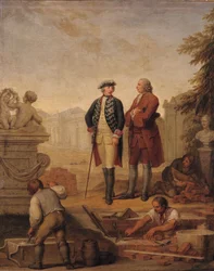 King Frederick II of Prussia and the Marquis of Argens Inspecting the Construction of Sanssouci in Potsdam